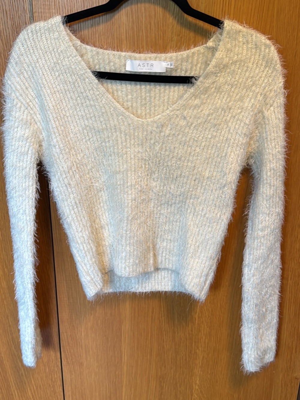 ASTR Cream Fuzzy Ribbed Knit Pullover - Picture 3 of 4